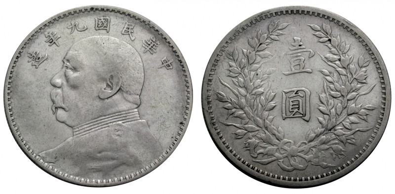 China. 
Republik,. 
Dollar Jahr 9 (1920). Büste des Präsidenten Yuan Shih Kai ...