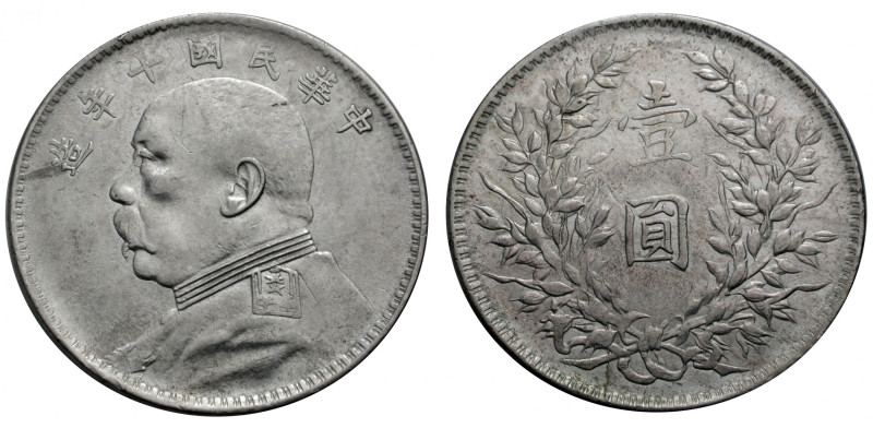 China. 
Republik,. 
Dollar Jahr 10 (1921). Büste des Präsidenten Yuan Shih Kai...