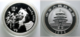 China. 
Volksrepublik. 
Panda 10 Yuan = 1 ounce 1996. KM&nbsp;900. With certificate.. 

Proof