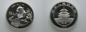 China. 
Volksrepublik. 
Panda 10 Yuan = 1 ounce 1998. KM&nbsp;1126. Small date.. 

Brilliant uncirculated