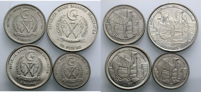 Sahrawi Arab Democratic Republic. 
1975-. Lot. 50 Pesetas, 1990, KM # 1; 5 Pese...