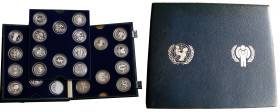 UNICEF. 
Complete set of 30 UNICEF International Year of the Child silver proof coins 1979-1981. The coins come from Netherlands Antilles, Bolivia, B...