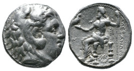 (Silver, 17.13g 25mm)Kıng of macedon alexander III tetradrachm .Herakles head with skin of a lion to the right. Rev: enthroned Zeus left.