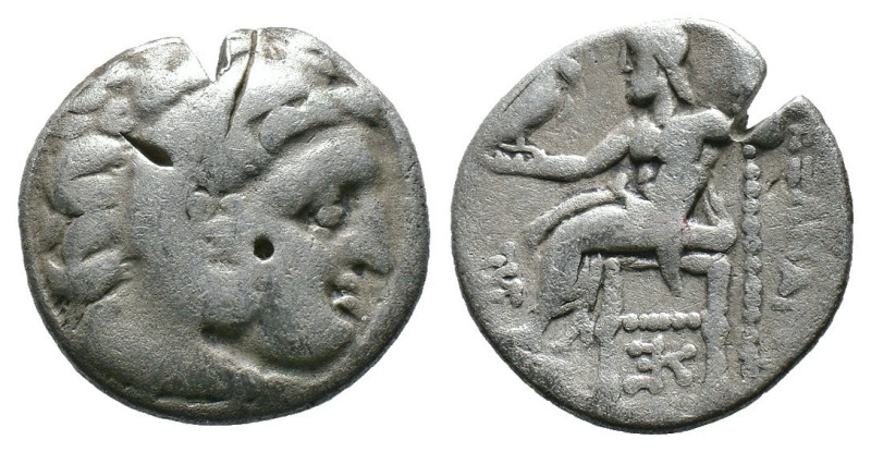 (Silver, 4.00g 17mm))Kıng of macedon alexander III .Herakles head with skin of a...