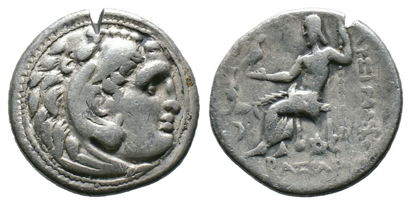 (Silver, 3.99g 18mm)Kıng of macedon alexander III .Herakles head with skin of a ...