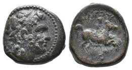 (Bronze, 6.99g 17mm)Kings of Macedon. Uncertain mint in Macedon. Philip III Arrhidaeus 323-317 BC. In the name of Alexander III
Bronze Æ