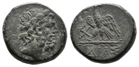 (Bronze, 9.20g 21mm)BITHYNIA, DiaTime of Mithradates VI Eupator (ca 85-65 BC) AE
Laureate head of Zeus to right
Rev: ΔIAΣ - Eagle standing left on t...