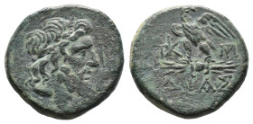 (Bronze, 8.53g 21mm)BITHYNIA, DiaTime of Mithradates VI Eupator (ca 85-65 BC) AE
Laureate head of Zeus to right
Rev: ΔIAΣ - Eagle standing left on t...