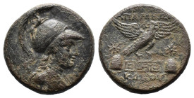(Bronze, 7.22g 22mm)PHRYGIE, APAMEE, AE bronze, 133-48 av. J.-C. Droit : B. casqué, drapé d'Athéna à droite. Revers : AΠΑΜΕΩΝ Aigle sur un méandre à d...