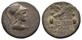 (Bronze, 6.56g 22mm)PHRYGIA, Apameia. Circa 88-40 BC. Æ . Attalos, son of Bianoros, magistrate. Bust of Athena right, wearing crested Corinthian helme...