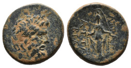 (Bronze, 8.70g 21mm) Phrygia, Amorion Æ19. 2nd-1st centuries. Klear, magistrate. Laureate head of Zeus r. / Eagle standing r. on thunderbolt, kerykeio...