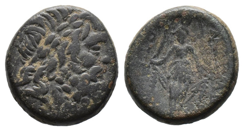 (Bronze, 6.51g 18mm)Phrygia, Amorion Æ19. 2nd-1st centuries. Klear-, magistrate....