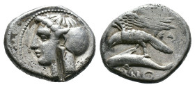(Silver, 5.91g 19mm)PAPHLAGONIA. Sinope. Ca. 410-350 BC. Silver drachm (6.11 gm). Head of nymph Sinope left, wearing pendant earring and pearl necklac...
