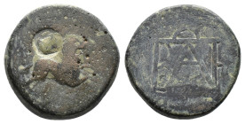 (Bronze, 10.18g 22mm)KINGS OF BOSPOROS. Polemo I (Circa 37-8 BC). Ae. Pantikapaion.
Lion springing right; star above.
Rev: Monogram of Polemo.