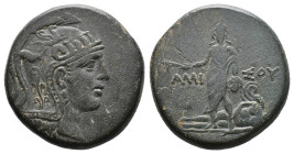 (Bronze, 17.35g 27mm)PONTOS. Amisos. Time of Mithradates VI Eupator 120-63 BC. AE
Helmeted head of Athena right
Rev: AMI-[ΣOY], Perseus standing facin...