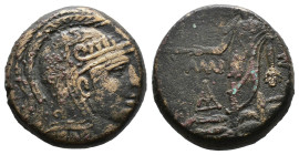 (Bronze, 20.14g 25mm)PONTOS. Amisos. Time of Mithradates VI Eupator 120-63 BC. AE
Helmeted head of Athena right
Rev: AMI-[ΣOY], Perseus standing facin...