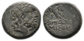 (Bronze, 8.52g 20mm)PONTOS. Amisos. Time of Mithradates VI Eupator, circa 100-85 BC. AE
Laureate head of Zeus to right.
Rev. AMIΣOY Eagle standing l...