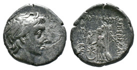 (Silver, 3.70g 17mm) Cappadocian Kingdom. Ariobarzanes III. Drachm. Año 9 = 44/43 BC. Anv.: Diademed head of Ariobarzanes right. Rev.: Athena standing...