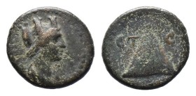 (Bronze, 2.14g 14mm) Cappadocia. Caesarea. Pseudo-autonomous issue Struck under Trajan, 98-117 AD, Ae.
Draped and turreted bust of Tyche right