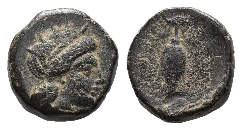 (Bronze, 2.56g 12mm)ASIA MINOR. Uncertain mint. 5th century BC. Tetartemorion. A...