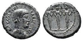 (Silver, 3.87g 17mm)P. Accoleius Lariscolus. September-December 43 BC. AR Denarius . Rome mint. Draped bust of Diana Nemorensis (or Acca Larentia) rig...