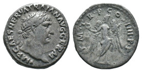 (Silver, 2.92g 18mm)Trajan AD 98-117. Struck AD 101/2. Rome Denarius AR. IMP CAES NERVA TRAIAN AVG GERM, laureate bust of Trajan right, drapery on far...