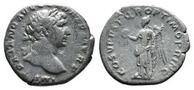 (Silver, 2.99g 18mm)Trajan AD 98-117. Rome
Denar AR
IMP TRAIANO AVG GER DAC P M TR P, laureate bust right / COS V P P SPQR OPTIMO PRINC, Victory, drap...