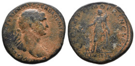 (Bronze, 23.50g 33mm)Kaiserzeit
Trajan 98-117 Dupondius 112/114, Rom Auf die Alimenta Italiae. Kopf mit Strahlenkrone nach rechts, IMP CAES NERVAE TRA...