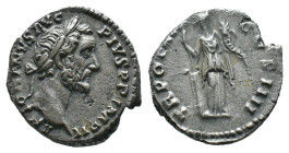 (Silver, 3.34g 18mm)Antoninus Pius; 138-161 AD, Rome, 153 AD, Denarius. BM-782, C-197, RIC-219. Obv: TR P XVI, Head laureate r. Rx: COS - IIII Vesta, ...