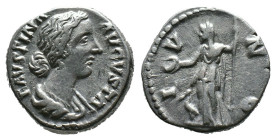 (Silver, 3.50g 17mm)FAUSTINA JUNIOR. Augusta, 147-176 AD. AR Denarius. Struck 161-164 AD. FAUSTINA AVGVSTA, draped bust right / IVNO, Juno standing fa...