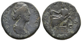 (Bronze, 26.27g 32mm)Diva Faustina. Struck under Antoninus Pius. Sestertius. 146-161 AD. Rome. (Ric-1103A). (Ch-12). Anv.: DIVA FAVSTINA, draped bust ...