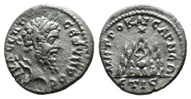 (Silver, 2.86g 17mm) CAPPADOCIA. Caesaraea-Eusebia. Septimius Severus, 193-211. AR Drachm
Laureate head of Septimius Severus to right, with slight dra...