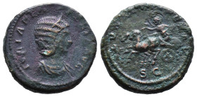 (Bronze, 11.48g 26mm)JULIA DOMNA (Augusta, 193-211). As. Rome.
Obv: IVLIA PIA FELIX AVG.
Diademed and draped bust right.