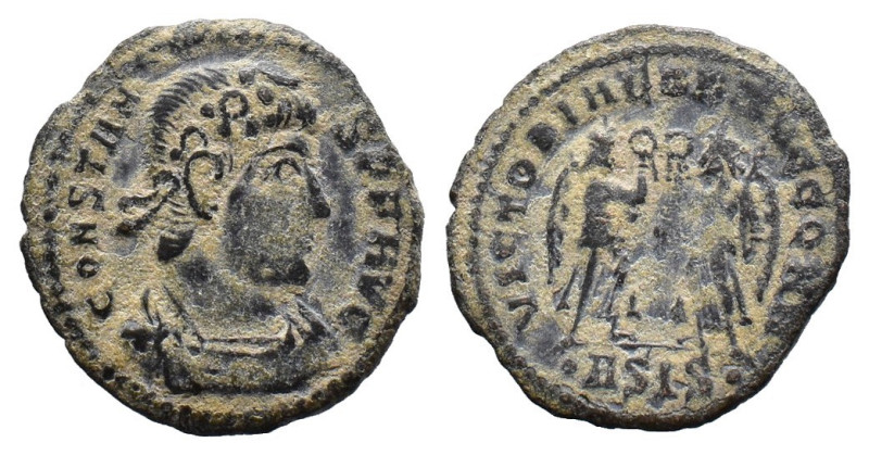 (Bronze, 1.64g 17mm)Constantius II (337-361). Æ
Siscia, 347-8. Rosette-diademed...