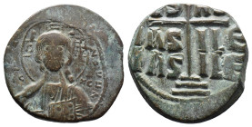 (Bronze, 10.95g 27mm) BYZANTINE EMPIRE. Time of Romanus III Argyrus. 1028-1034. Æ follis