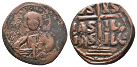 (Bronze, 9.51g 27mm) BYZANTINE EMPIRE. Time of Romanus III Argyrus. 1028-1034. Æ follis