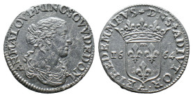 (Silver, 2.19g 20mm)Medieval
FRANCE Dombes, Anne Maria Luisa d'Orléans (1627-1693) AR Luigino or 1/12 Écu (1665-A). Trevoux.
Obv: AN MALOV PRINC SOVV ...