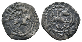 (Silver, 1.56g 20mm)Armenia, Cilician Armenia. Levon III AR Takvorin. 1301-1307.
Levon III crowned, riding on horseback to right, holding sceptre endi...