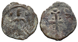 (Bronze, 4.00g 23mm)Crusaders
CRUSADERS. Edessa. Baldwin II, second reign, 1108-1118. Follis ). B/Α/Γ -Δ/Ο/Ι/N Baldwin II, wearing armor and conical h...
