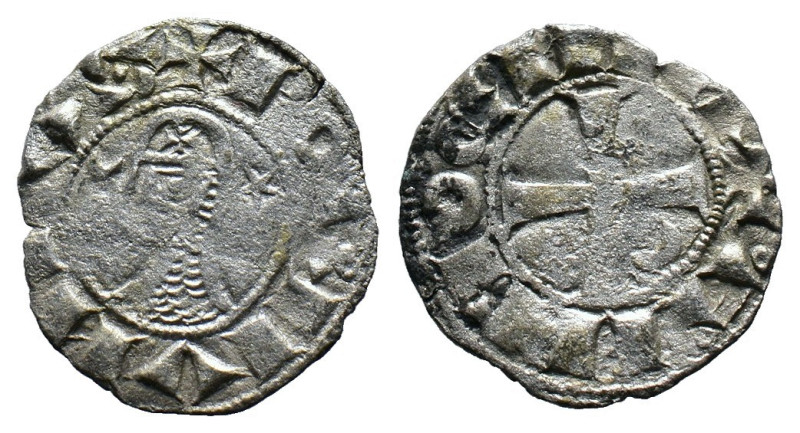 (Silver, 0.80g 17mm)Crusader States, Antioch (Principality). Bohémond III AR Den...