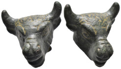 (Antiquities Bronze bull head, 22.42g 22mm) Sold as seen.