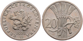 Czechoslovakia, 20 Haler 1925 Czechoslovakia, 20 Haler 1925, KM# 1|Rare; EF

Grade: EF