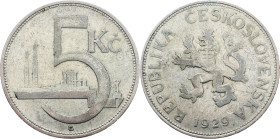 Czechoslovakia, 5 Korun 1929 Czechoslovakia, 5 Korun 1929, KM# 11; VF

Grade: VF