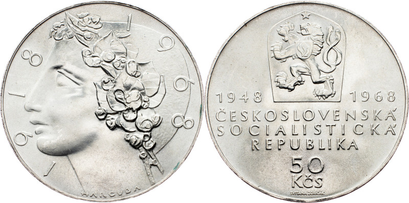 Czechoslovakia, 50 Korun 1968 Czechoslovakia, 50 Korun 1968, KM# 65|50th Anniver...