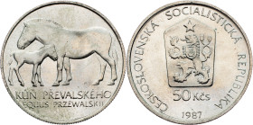 Czechoslovakia, 50 Korun 1987 Czechoslovakia, 50 Korun 1987, KM# 127|Prague Zoo - Horse Prevalsky; UNC

Grade: UNC