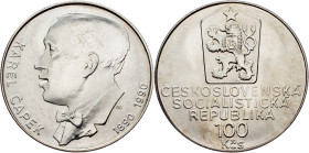 Czechoslovakia, 100 Korun 1990 Czechoslovakia, 100 Korun 1990, KM# 137|100 years - birth of Karel Čapek; UNC

Grade: UNC