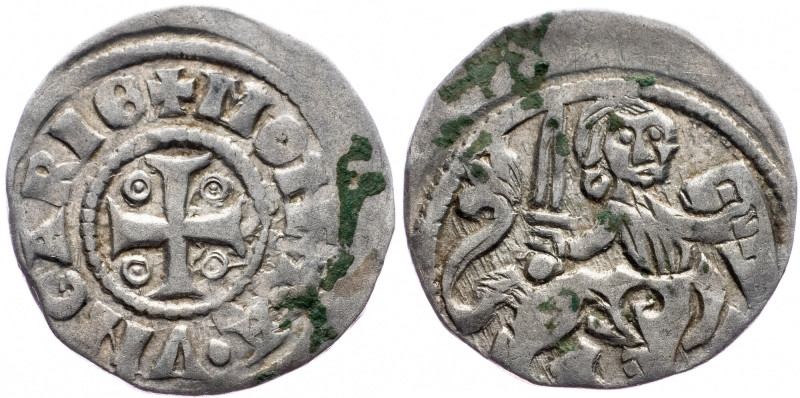 Stephan V., Denar Stephan V., Denar, 0,552 g, Ag, Husz. 355|Toned, remains of mi...