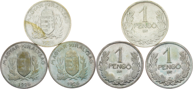 Hungary, 1 Pengo, BP, Lot of 3pcs Hungary, 1 Pengo, BP, KM# 510|Lot of 3pcs