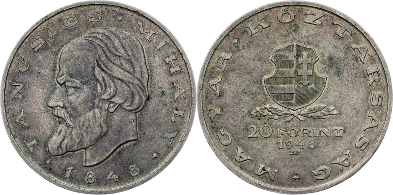 Hungary, 20 Forint 1948, BP Hungary, 20 Forint 1948, BP, KM# 539|Centenary of 18...