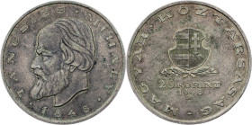 Hungary, 20 Forint 1948, BP Hungary, 20 Forint 1948, BP, KM# 539|Centenary of 1848 Revolution - Mihály Táncsics; VF

Grade: VF
